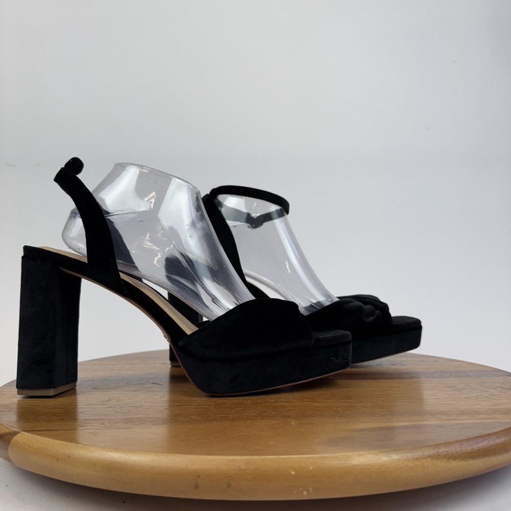 Womens Ted Baker London Maddy Black Velvet Platform Heeled Sandals Size 11 M GUC